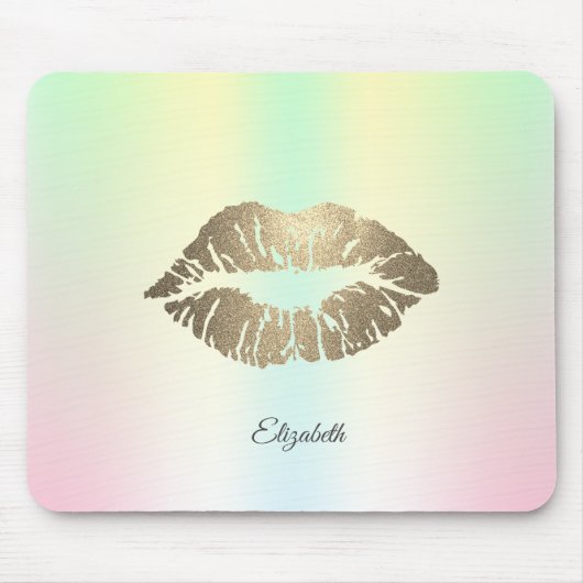 Adventure du Gold Glitzer Lips Irisierend Mousepad (Vorne)