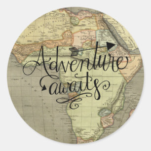 Adventure erwartet Alte Weltkarte Sticker