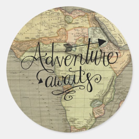 Adventure erwartet Alte Weltkarte Sticker (Vorderseite)