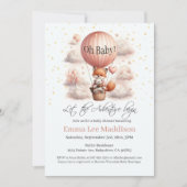 Adventure erwartet Baby Fox in Hot Air Balloon Einladung (Vorderseite)