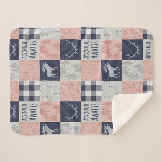 Adventure erwartet Baby Girl Minky Blanket Sherpadecke (Vorderseite (Horizontal))