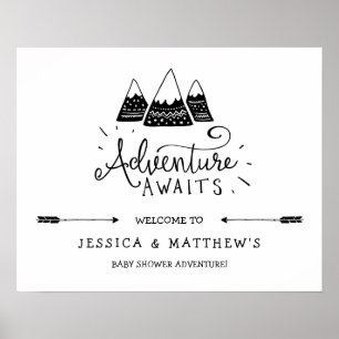 Adventure erwartet Baby Shower Begrüßungszeichen Poster