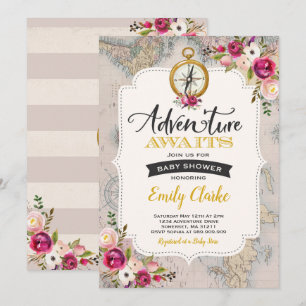 Adventure erwartet Baby Shower Einladung Karte Dus