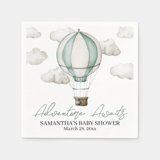 Adventure erwartet Baby Shower Paper Napkin Serviette (Vorderseite)