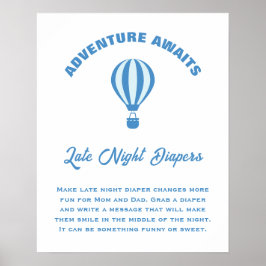 Adventure erwartet Baby Shower Spate Night Diapers Poster