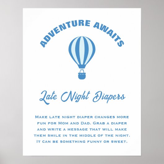 Adventure erwartet Baby Shower Spate Night Diapers Poster (Vorne)