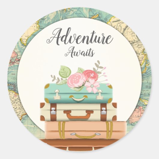 Adventure erwartet Baby Shower Sticker Umschlag Au (Vorderseite)