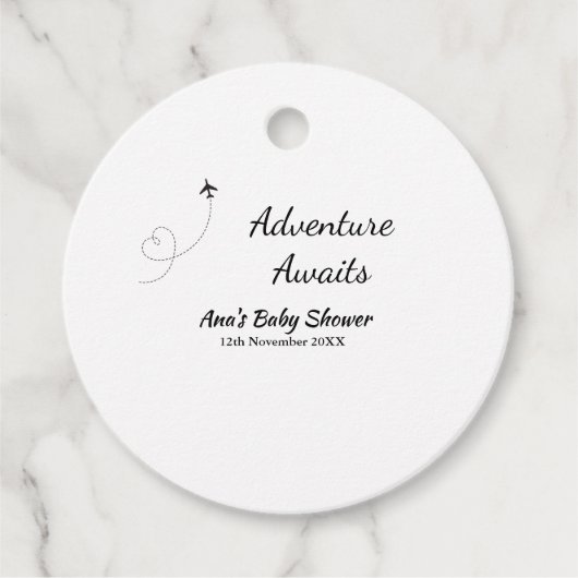 Adventure erwartet Babydusche hinzufügen Name Datu Geschenkanhänger (Vorderseite)