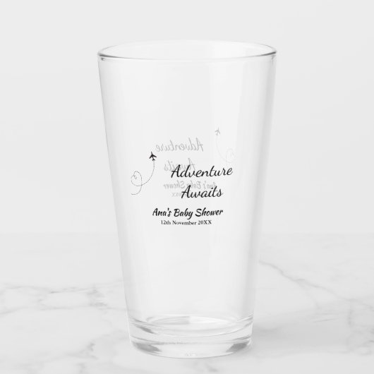Adventure erwartet Babydusche hinzufügen Name Datu Glas (Vorderseite)