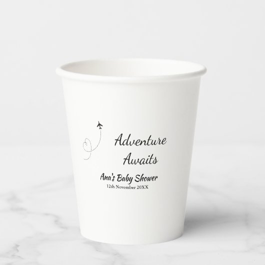 Adventure erwartet Babydusche hinzufügen Name Datu Pappbecher (Vorderseite)