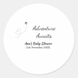 Adventure erwartet Babydusche hinzufügen Name Datu Runder Aufkleber