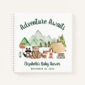 Adventure erwartet Camping Baby Shower Gästebuch Notizblock (Vorderseite)