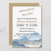 Adventure erwartet die Gold Line Baby Dusche Einladung (Vorne/Hinten)