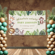 Adventure erwartet Jungle Safari Baby Shower Banne