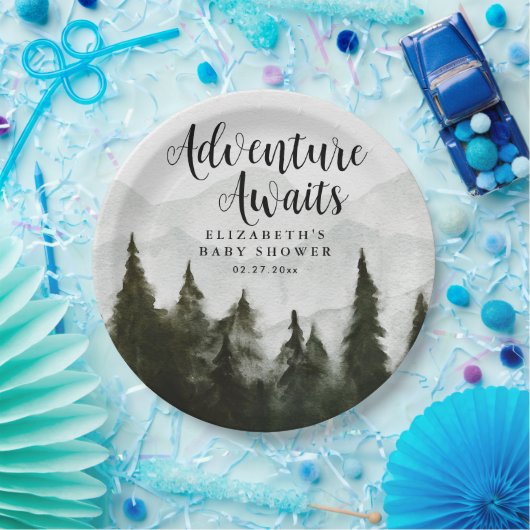 Adventure erwartet Misty Mountains Baby Shower Pappteller (Party)