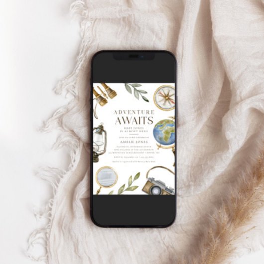 Adventure erwartet neutrale Baby-Dusche für Gender Einladung