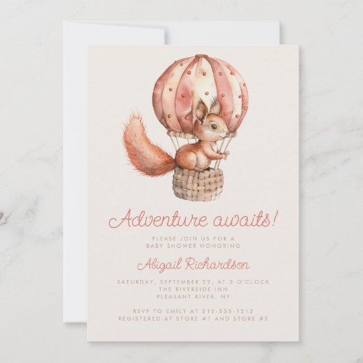 Adventure erwartet Niedliches Eichhörnchen QR Code Einladung (Vorderseite)