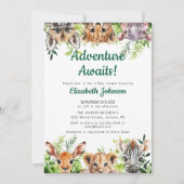 Adventure erwartet Safari Animals Baby Shower Einladung (Vorderseite)