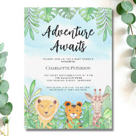 Adventure erwartet Safari Animals Baby Shower Einladung