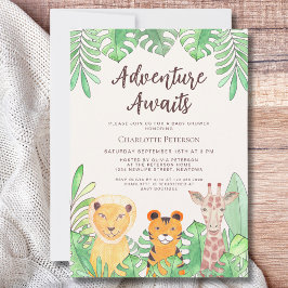 Adventure erwartet Safari Animals Baby Shower Einladung
