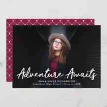 Adventure erwartet Script Burgundy Foto Abschluss