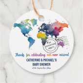Adventure erwartet World Map Travel Baby Shower Geschenkanhänger (Rückseite)