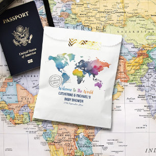 Adventure erwartet World Map Travel Baby Shower Geschenktütchen