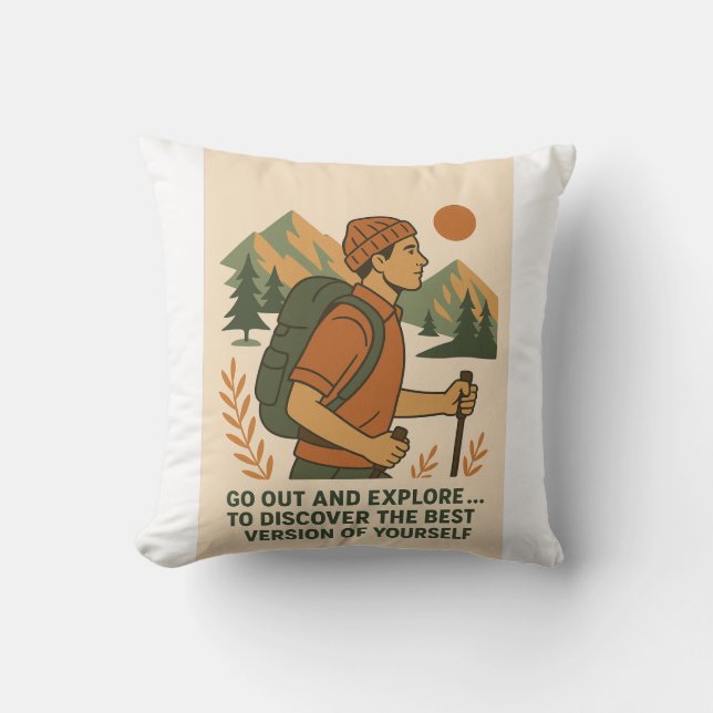 Adventure Exploration Zitat Vintages Wandern Kissen (Vorderseite)