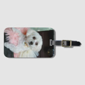 Adventure Extravagant White Puppy Portrait Foto Gepäckanhänger (Vorderseite (Horizontal))