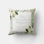 Adventure fängt Baby Name Datum Floral Karte Custo Kissen (Rückseite)