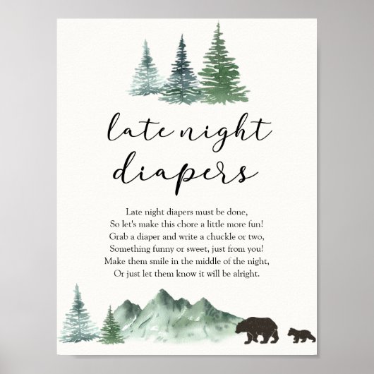 Adventure fängt Bear Spate Night Diapers Poster an (Vorne)