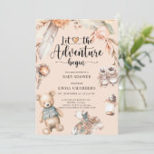 Adventure fängt Boho Baby Shower Gender Neutral an Einladung (Stehend Vorderseite)