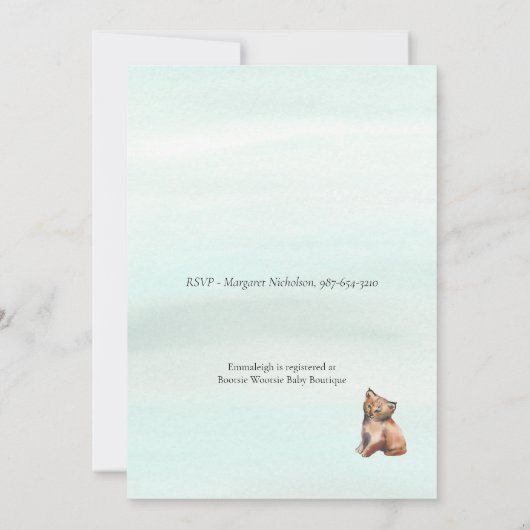 Adventure fängt Boy Lynx Rustic Baby Dusche an Einladung (Rückseite)