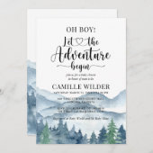 Adventure fängt Forest Boy Babydusche an Einladung (Vorne/Hinten)