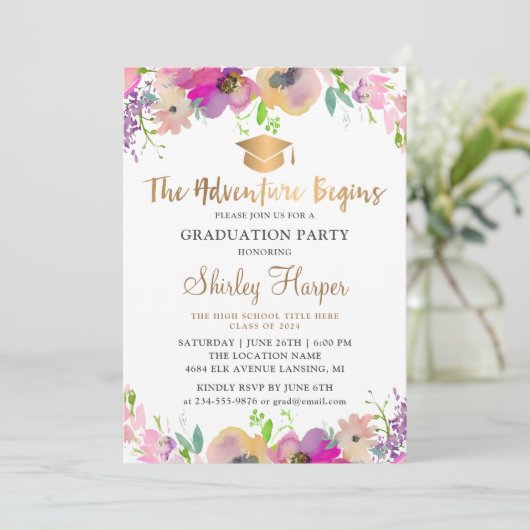 Adventure fängt Gold Script Abschluss an Einladung (Stehend Vorderseite)