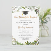 Adventure fängt Gold Script Greenery Abschluss an Einladung (Stehend Vorderseite)