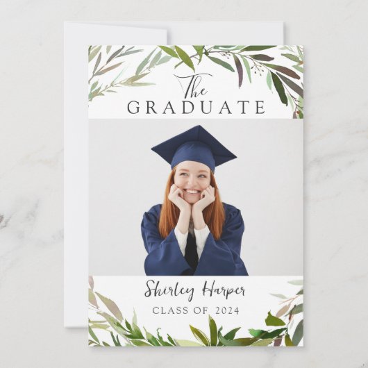 Adventure fängt Gold Script Greenery Abschluss an Einladung (Rückseite)