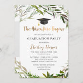 Adventure fängt Gold Script Greenery Abschluss an Einladung (Vorne/Hinten)