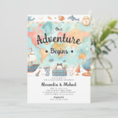 Adventure fängt Map Paare Neutral Baby Shower an Einladung (Stehend Vorderseite)