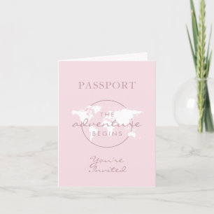 Adventure fängt Passport Reisen Thema Kinderdusche Einladung