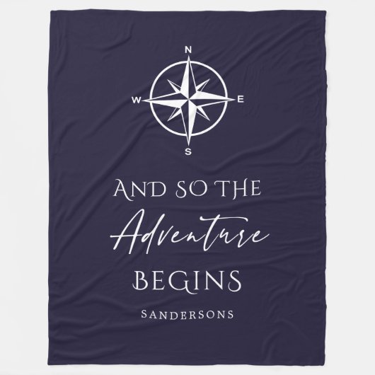 Adventure fängt Personalisiert Dark Blue an Fleecedecke (Vorderseite)