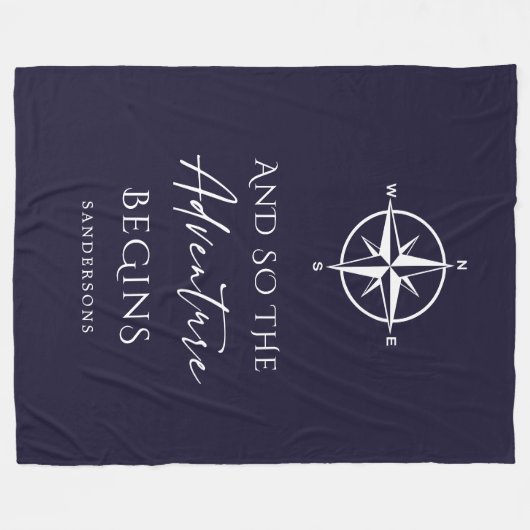 Adventure fängt Personalisiert Dark Blue an Fleecedecke (Vorderseite (Horizontal))