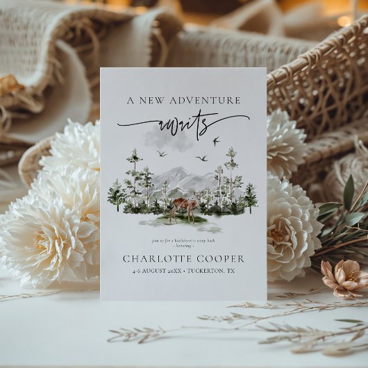 Adventure fängt QR Code Rustischer Junggeselinnen- Einladung