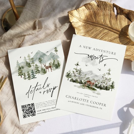 Adventure fängt QR Code Rustischer Junggeselinnen- Einladung