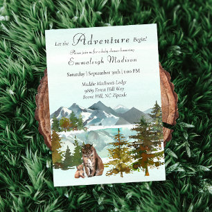 Adventure fängt Rustic Baby Shower an   Lynx Einladung