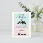 Adventure fängt Rustic Bears Baby Shower by Mail a Einladungspostkarte (Stehend Vorderseite)