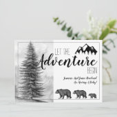 Adventure fängt Rustic Woodland Bears Kinderdusche Einladung (Stehend Vorderseite)