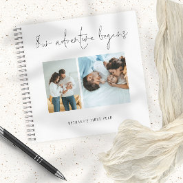 Adventure fängt Script Baby First Year 2 Fotos an Notizblock
