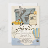 Adventure fängt Travel Map Virtual Baby Shower an Einladung (Vorderseite)