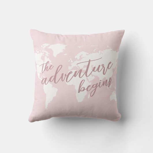 Adventure fängt Travel Theme Pink an Kissen (Rückseite)